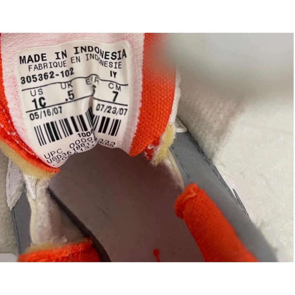 Air Jordan VIII 8 Orange Blaze/Stealth 2007 305362-102 Toddler Soft 1C NO BOX